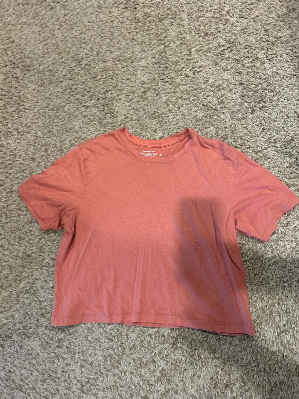 Abercrombie & Fitch Short Sleeve Cropped Relax Tee - Coral